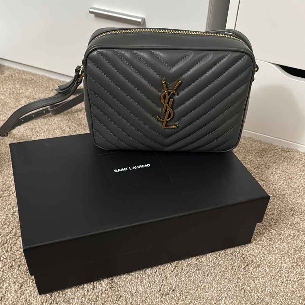 Saint Laurent Gray Quilted Leather Crossbody Bag